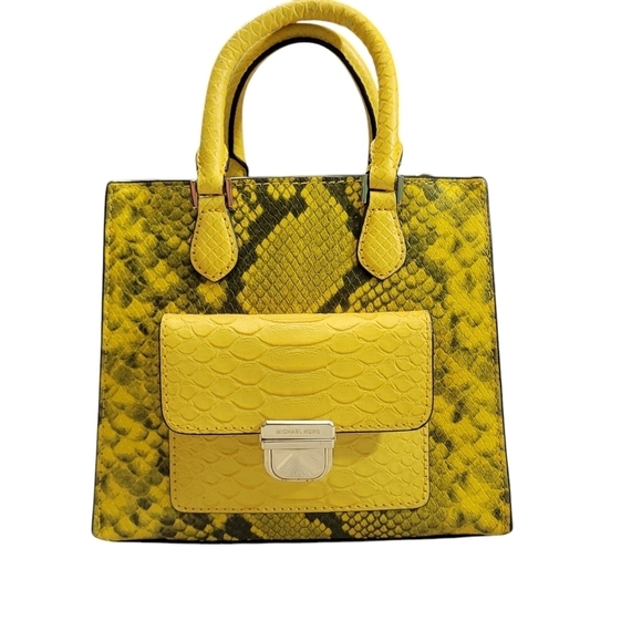 MICHAEL MICHAEL KORS EMBOSSED LEATHER BRIDGETTE NORTH SOUTHMESSENGER BAG - Picture 3 of 11